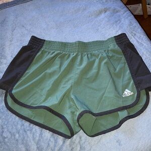 Adidas shorts olive green & black size Small EUC athletic shorts